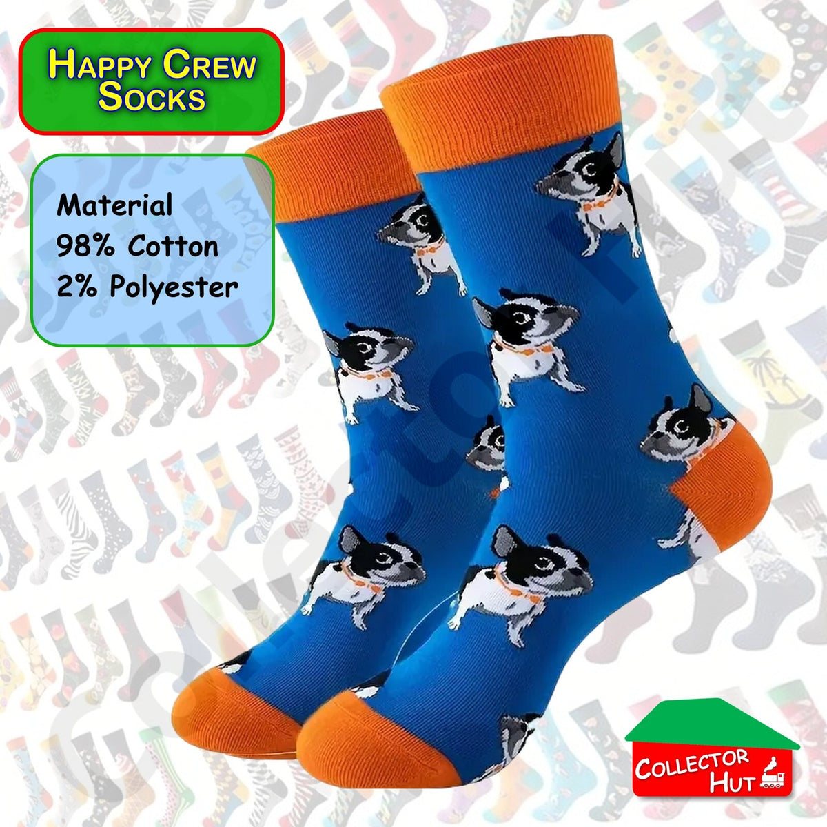 Happy Crew Socks Novelty Breathable Anti-Odour Men's Unisex UK 6-8.5 EU 39-42