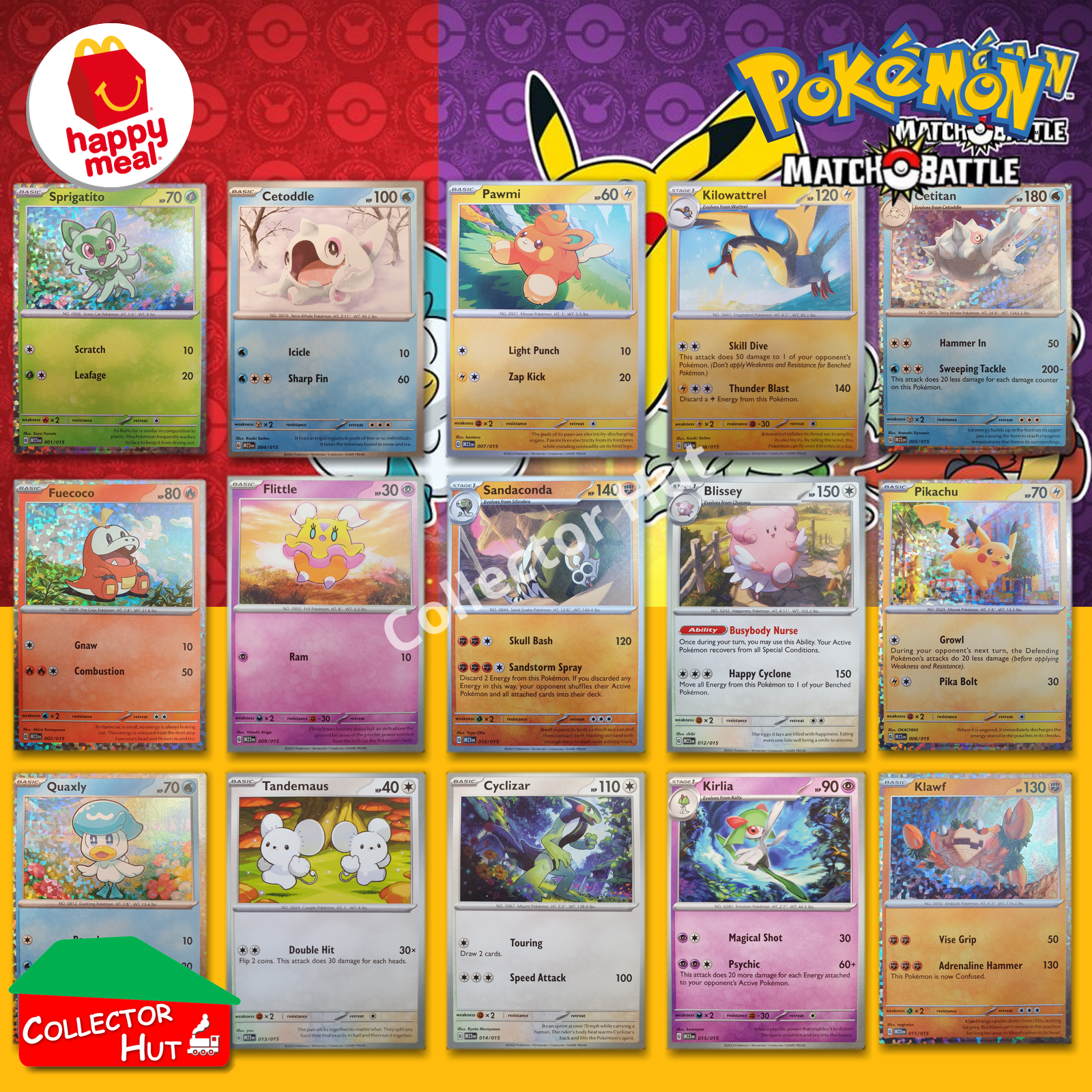 McDonald's Happy Meal 2023 Pokémon Match Battle Complete Card Sets and Boosters