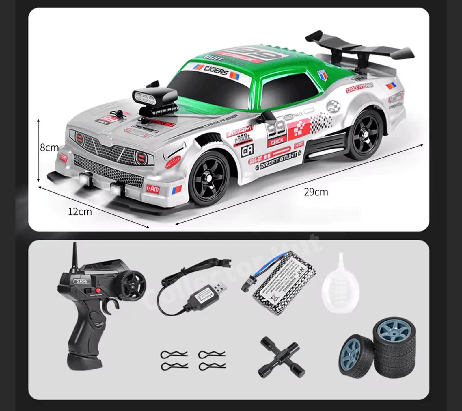 Drift RC Car 1:16 Scale High Speed LED Lights Smoke Effect 4WD 2.4Ghz GIFT BOXED