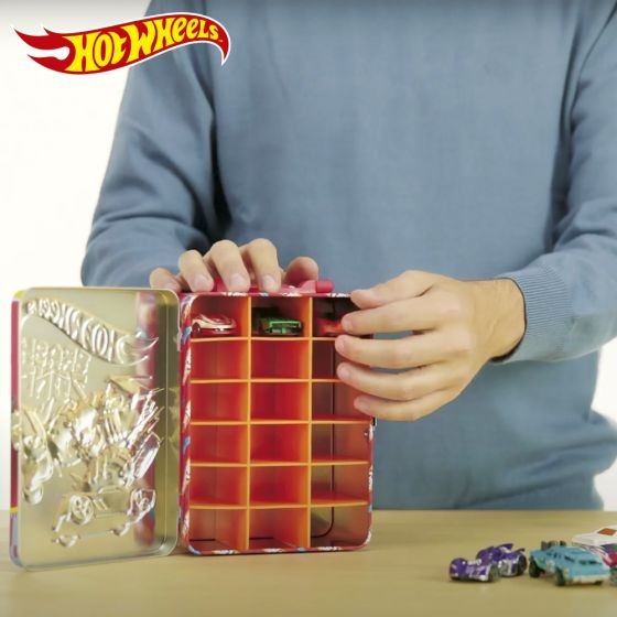 Hot Wheels Die Cast Tin Storage Carry Case for 18 Cars OFFICIAL BRAND