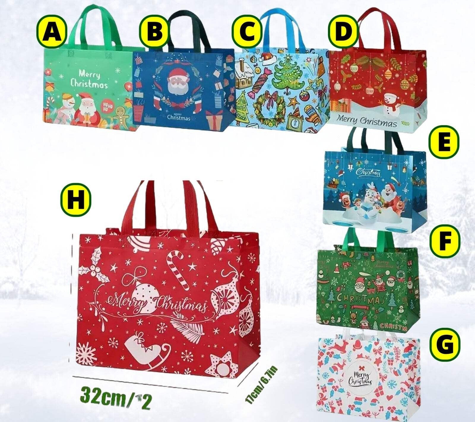 Christmas Novelty Tote Gift Bags Fabric Choose a Pattern