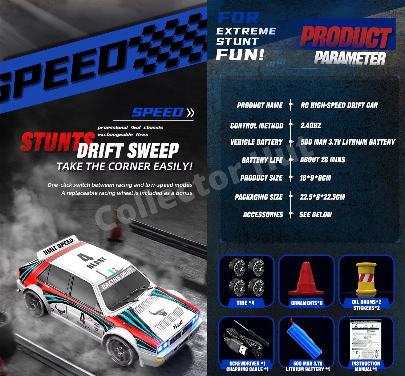ZLL SG204 Pro 1:24 Scale High Speed Drift Rally Car