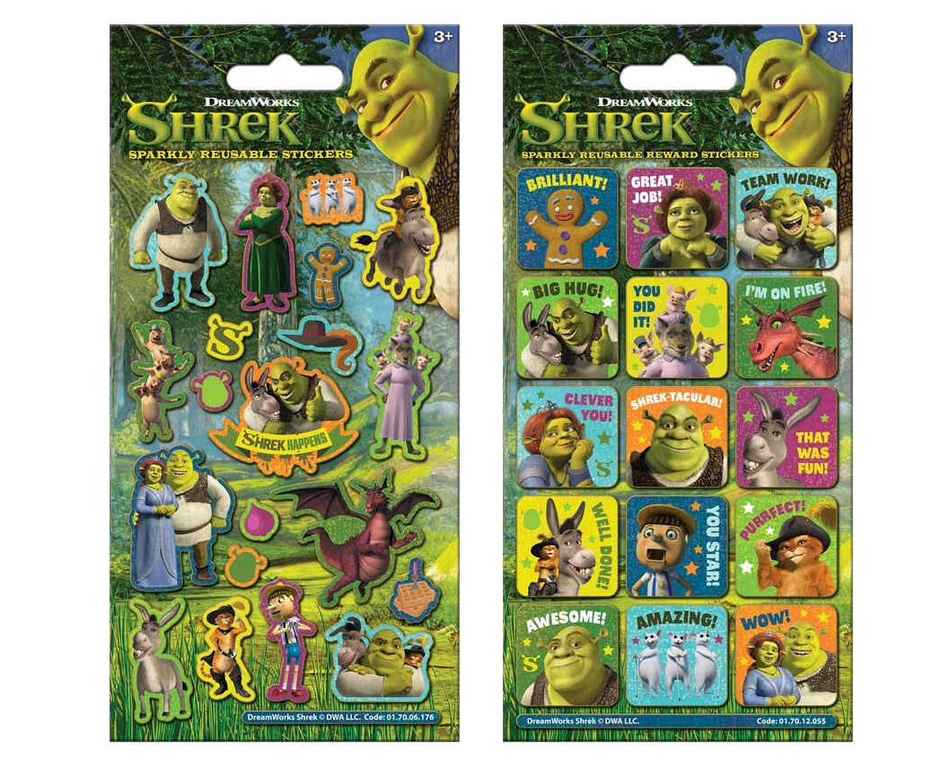 Shrek Foil & Reward Sticker Sets 2 Pack 35 Stickers Official Licensed NEW SEALED