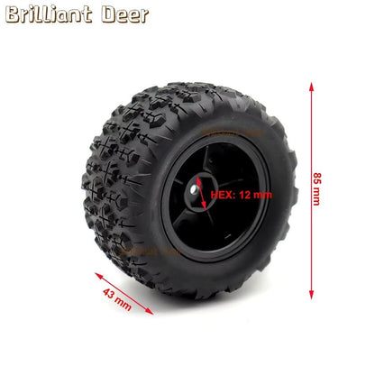 RC Model Wheels Tyres 12mm Hub 85mm x 43mm 84g 4pcs Set Car Truck