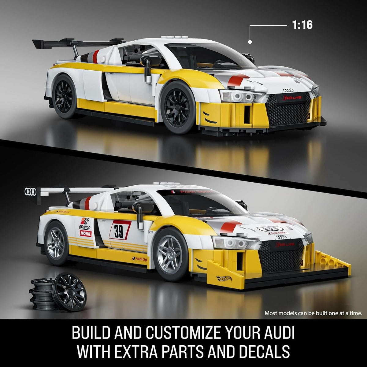 Mattel Brick Shop Hot Wheels ELITE '15 Audi R8 LMS 1:16 Scale Model Kit