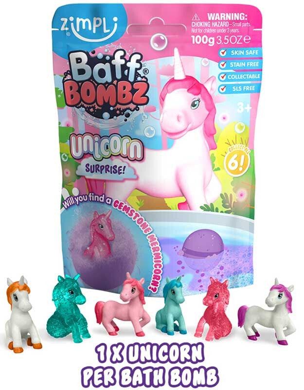 Baff Bombz Surprise Figures 100g Pack Children's Bath Bomb Toy Unicorn Dinosaurs