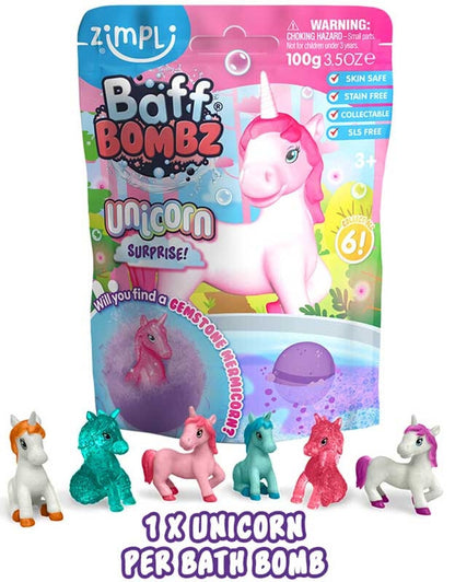 Baff Bombz Surprise Figures 100g Pack Children's Bath Bomb Toy Unicorn Dinosaurs