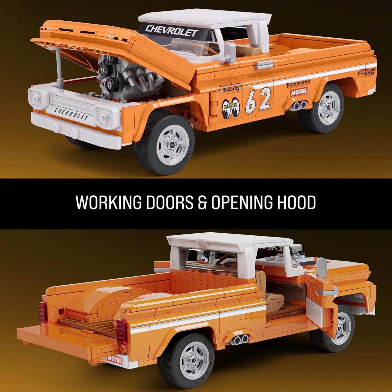 Mattel Brick Shop Hot Wheels ELITE Chevy Pickup 1:16 Scale Model Car Kit