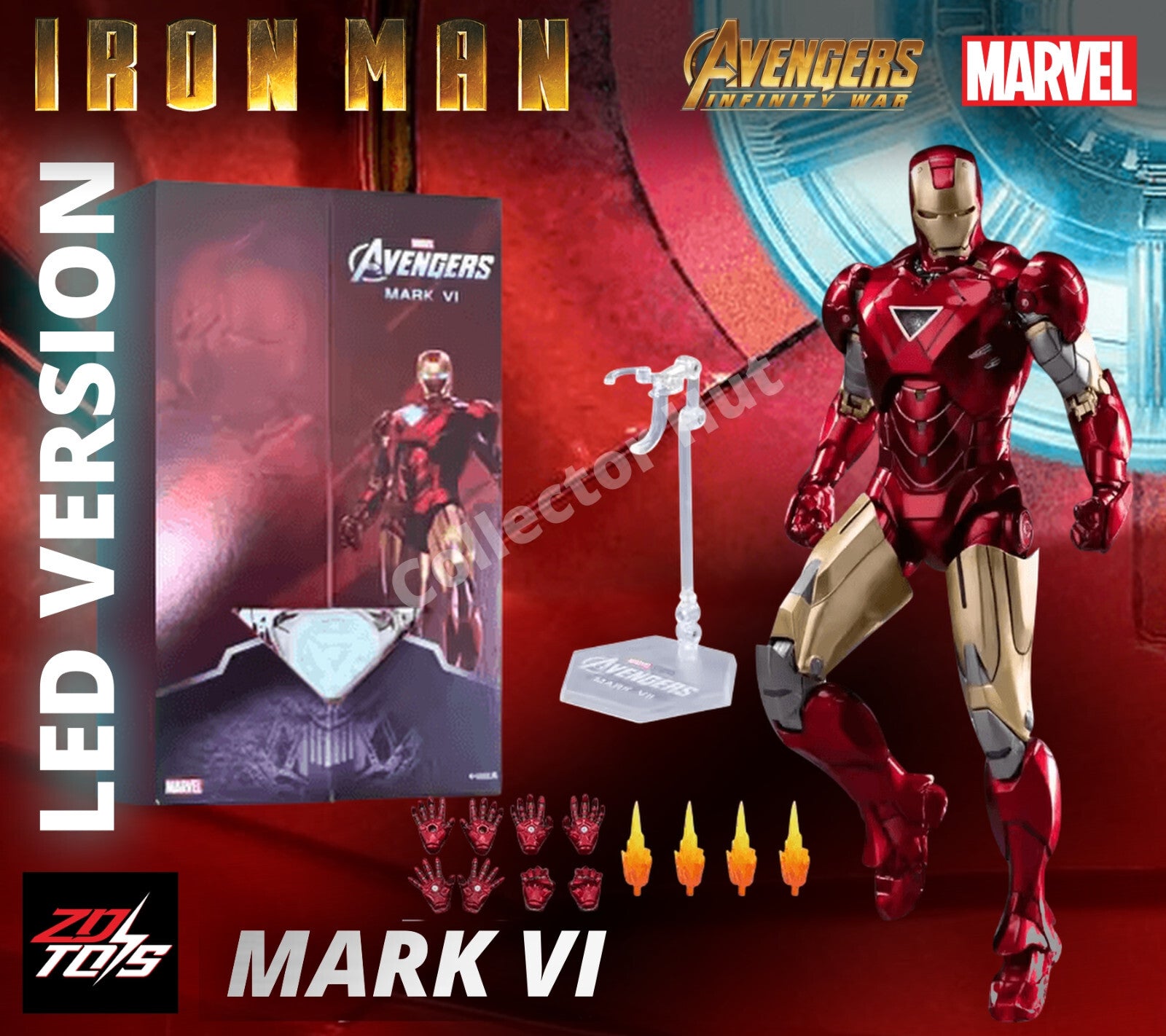 Iron Man Marvel Action Figures 1:10 Scale Avengers Infinity Saga LED VERSION