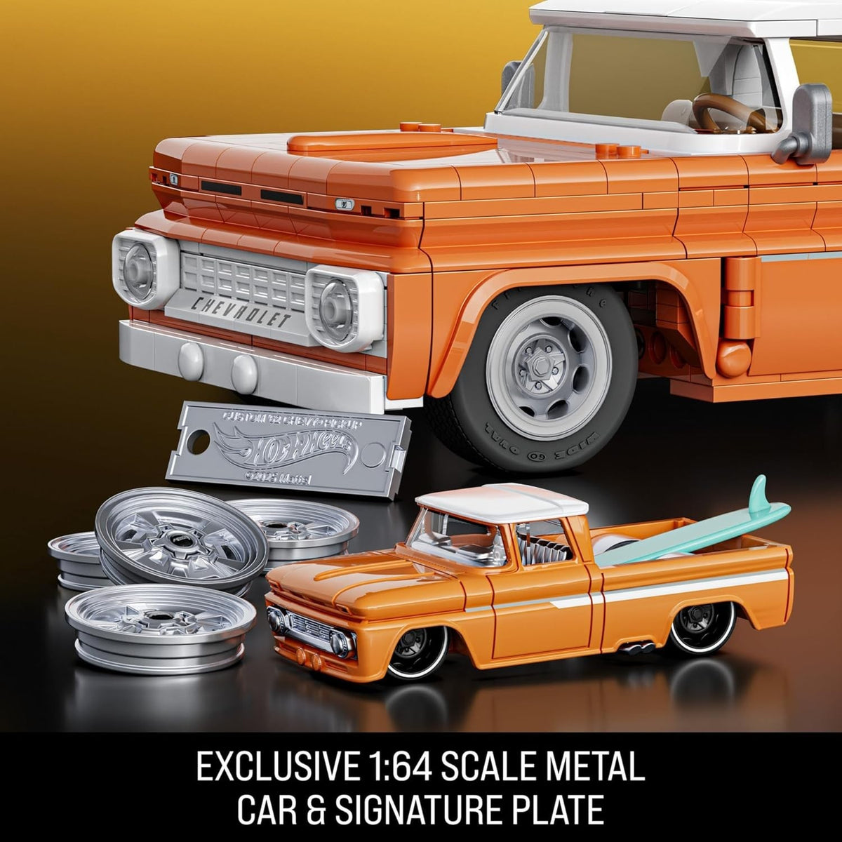 Mattel Brick Shop Hot Wheels ELITE Chevy Pickup 1:16 Scale Model Car Kit