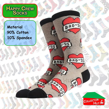 Happy Crew Socks Novelty Breathable Anti-Odour Men's Unisex UK 9-11 EU 43-46