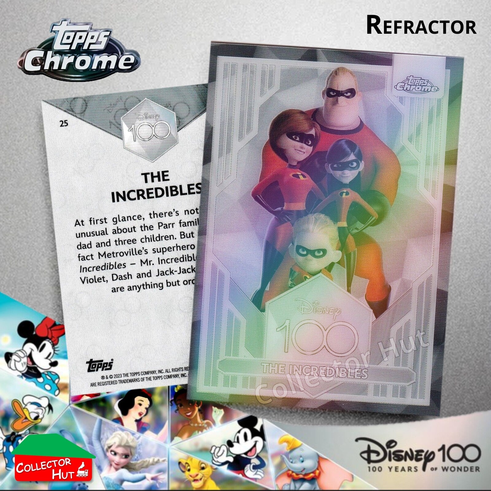 Disney 100 Topps Chrome 2023 REFRACTOR Cards 1-100 Pick Singles