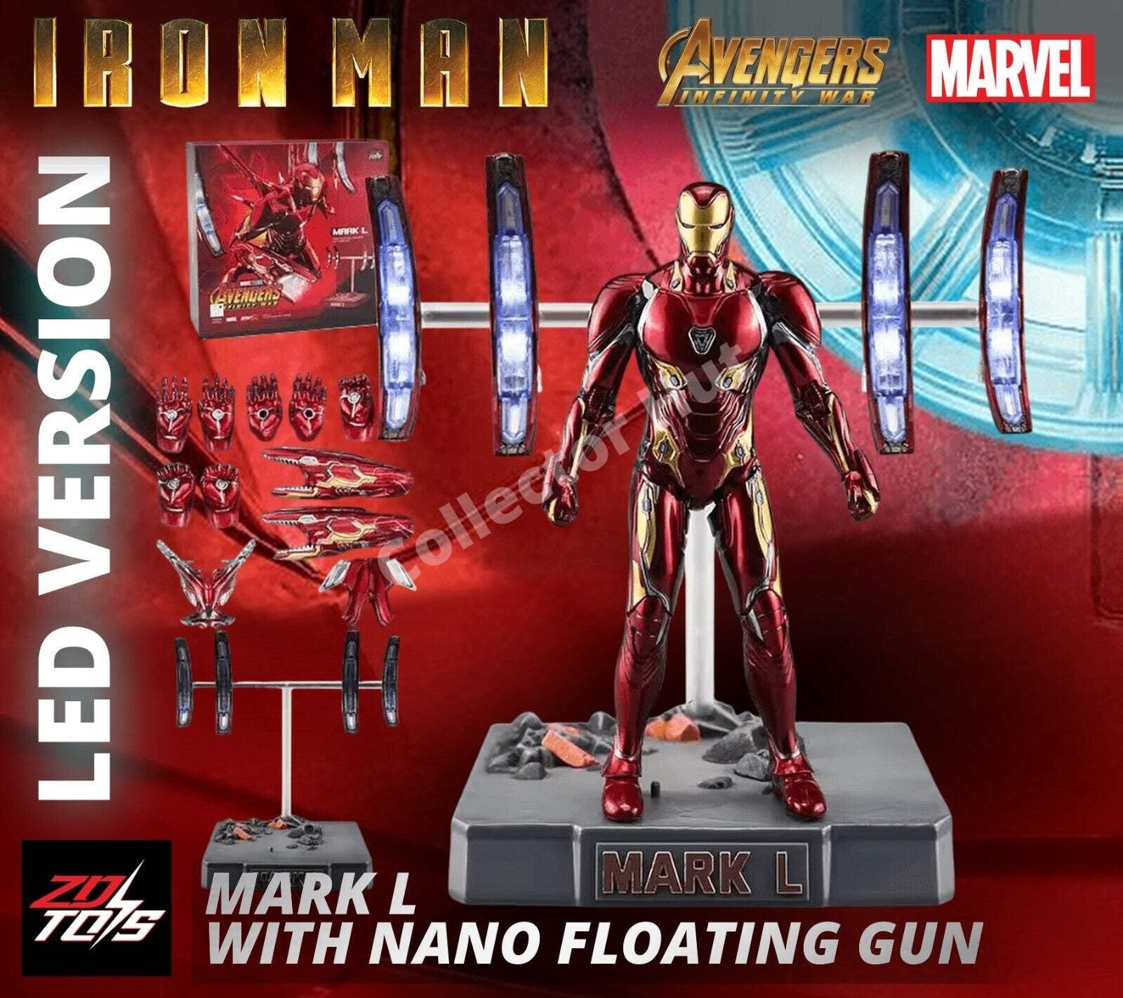 Iron Man Action Figures 1:10 Scale ZD Toys Wave 3 LED Marvel Avengers Infinity S