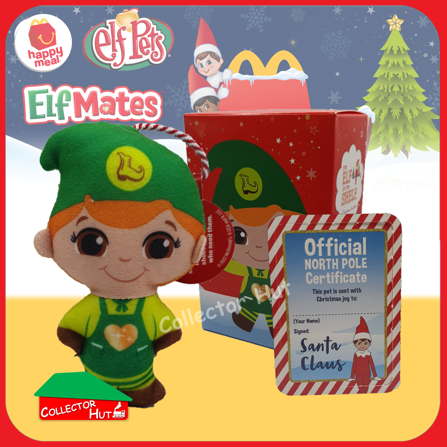 McDonald's Happy Meal 2022 Christmas Elf on the Shelf Plush Toys