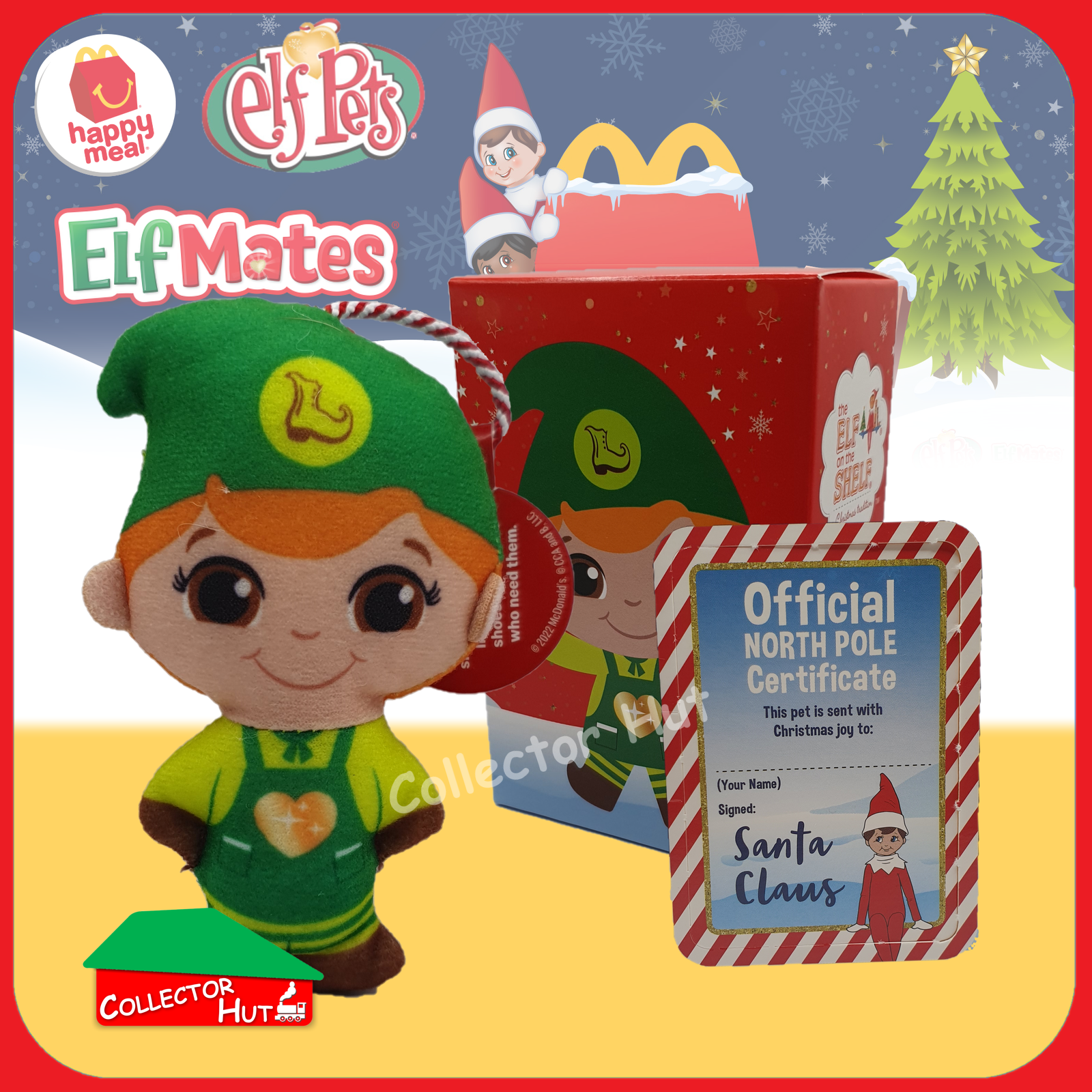 McDonald's Happy Meal 2022 Christmas Elf on the Shelf Plush Toys