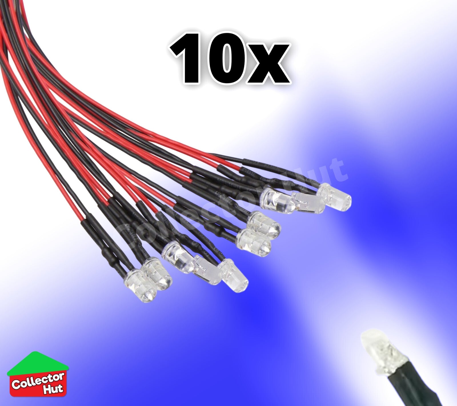 LED Light Bulbs DC 12v Pre-Wired Waterproof 3mm 5mm 10 Pack 20cm RC Cars Trucks