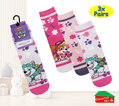 Children's Novelty Ankle Socks 3 Pack Pairs Peppa Pig Superman Paw Patrol Barbie