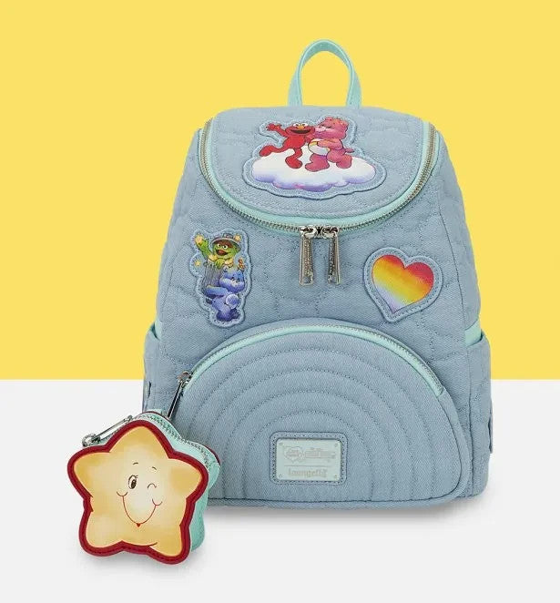 Loungefly Care Bears x Sesame Street Denim Mini Backpack