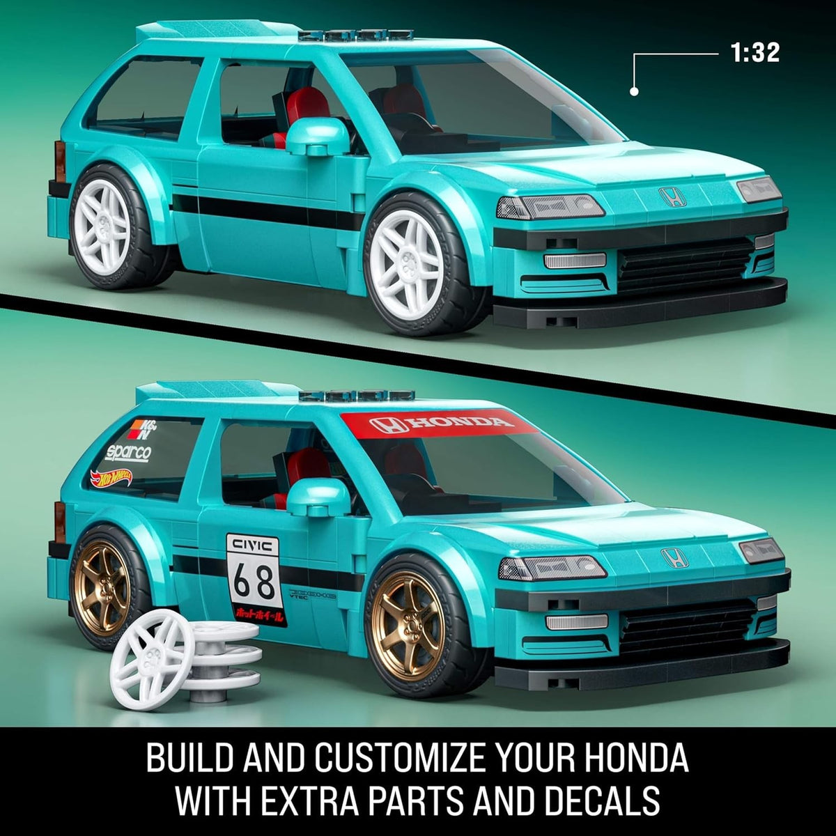 Mattel Brick Shop Hot Wheels SPEED ’90 Honda Civic EF 1:32 Model Kit