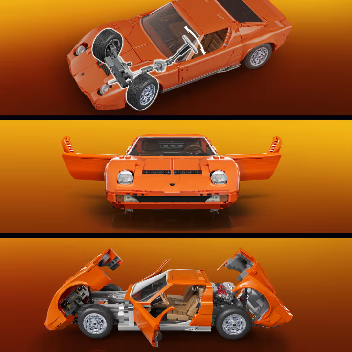 Mattel Brick Shop Hot Wheels PREMIUM ’71 Lamborghini Miura P400 Sv 1:12 Kit