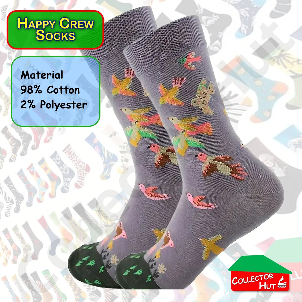 Happy Crew Socks Novelty Breathable Anti-Odour Men's Unisex UK 6-8.5 EU 39-42
