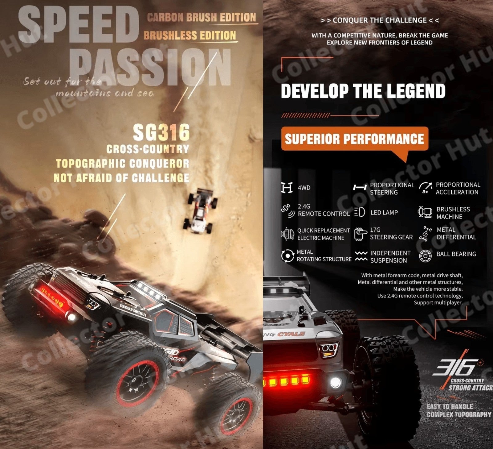 ZLL SG316 Beast Pro / Max High Speed Off Road RC Dirt Buggy 40-80kmH