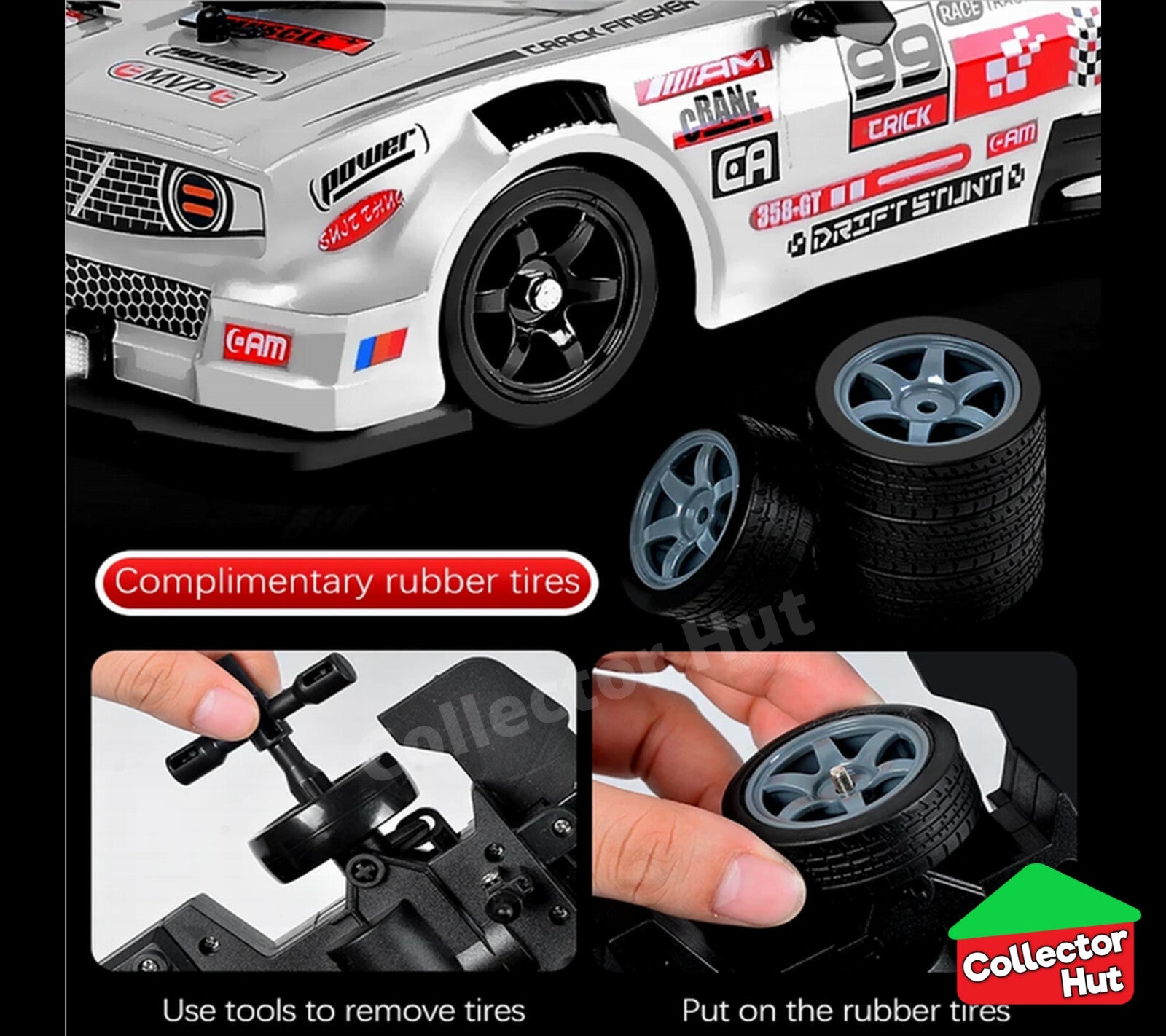 Drift RC Car 1:16 Scale High Speed LED Lights Smoke Effect 4WD 2.4Ghz GIFT BOXED