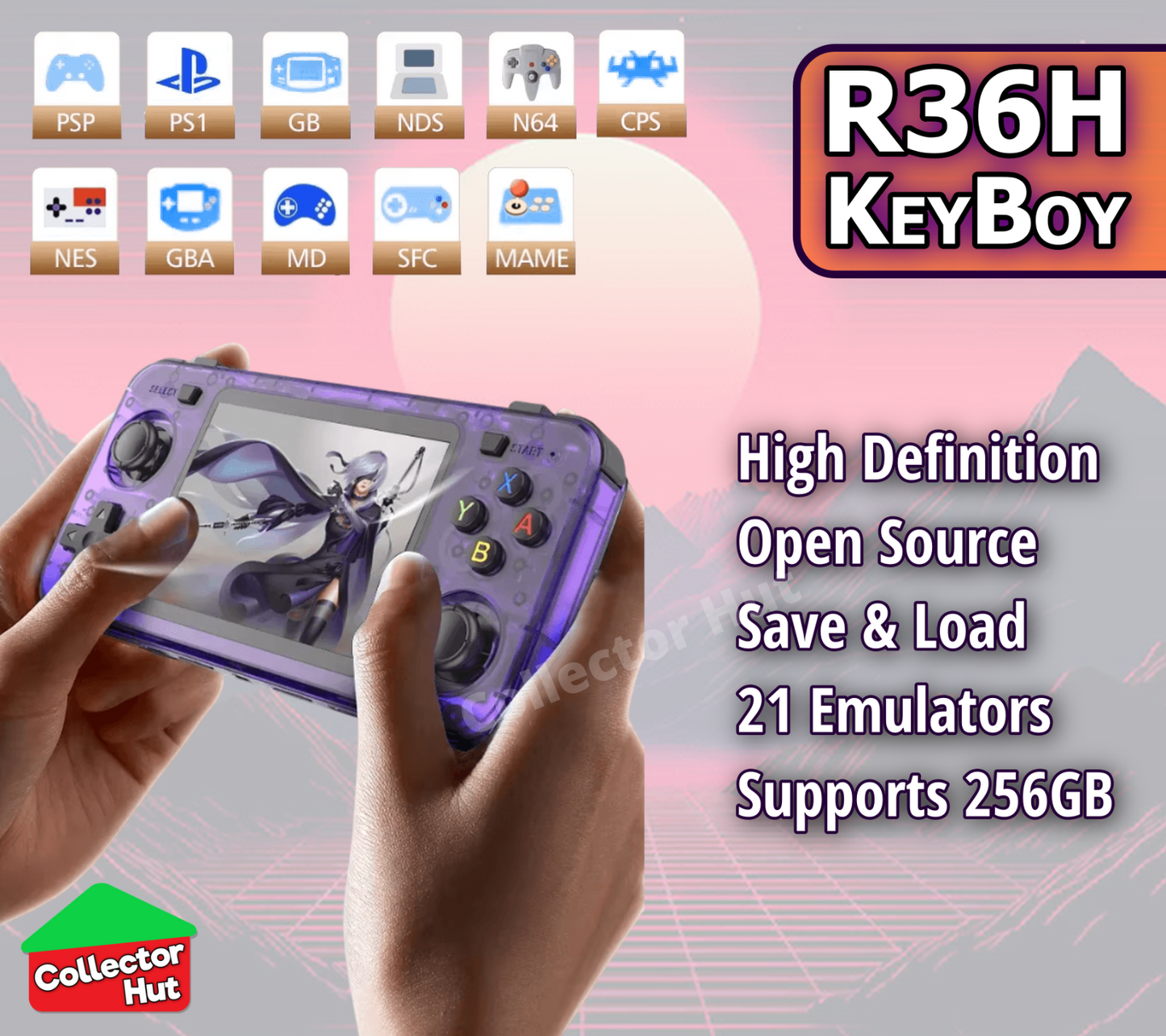 R36H KeyBoy Retro Handheld Games Emulator Console Wide Version