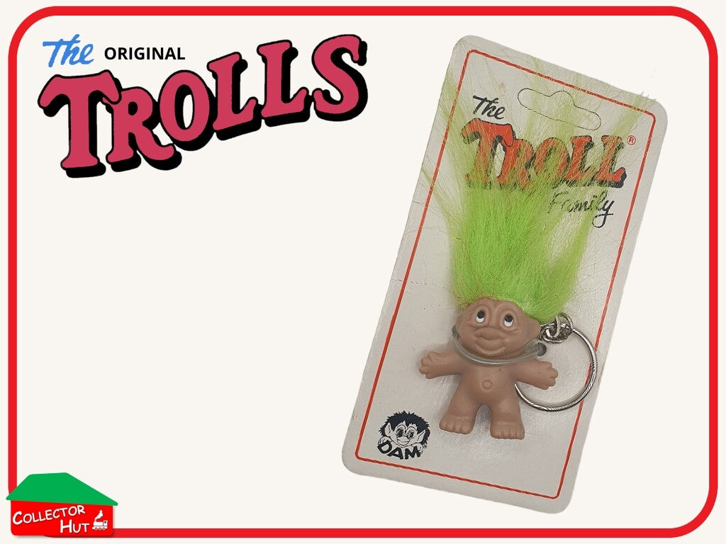 Trolls Original Thomas Dam Vintage 1989 1.5" Key Ring Dolls Model No. 501