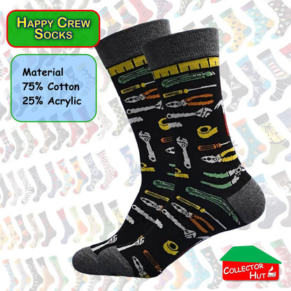 Happy Crew Socks Novelty Breathable Anti-Odour Men's Unisex UK 6-8.5 EU 39-42