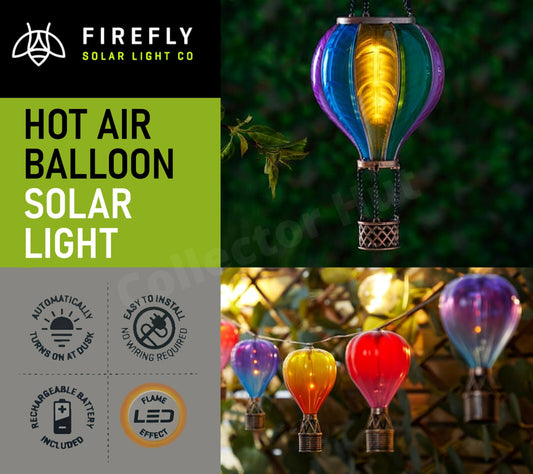 Hanging Hot Air Balloon Solar LED Light Sets for Garden Firefly