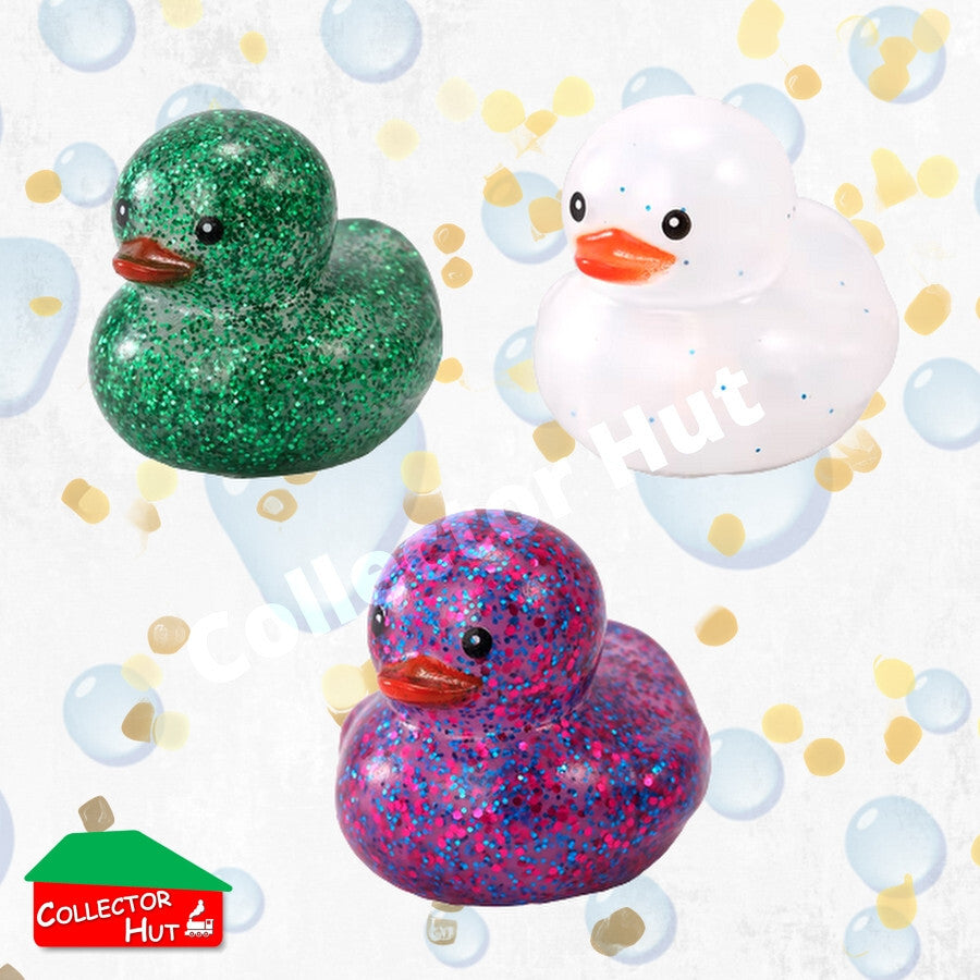 Novelty Rubber Ducks GLITTER 5cm Assorted Characters Designs