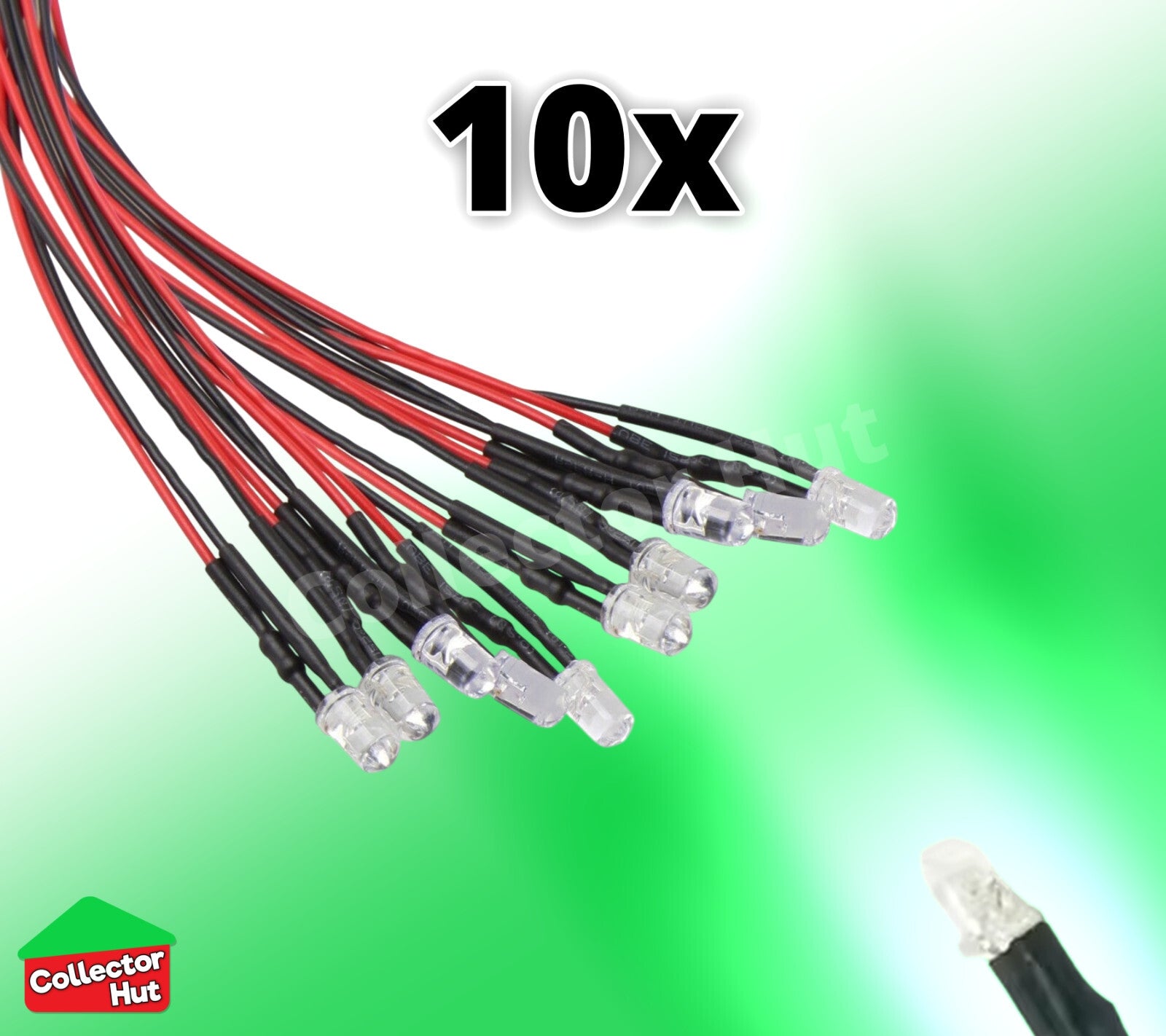 LED Light Bulbs DC 12v Pre-Wired Waterproof 3mm 5mm 10 Pack 20cm RC Cars Trucks