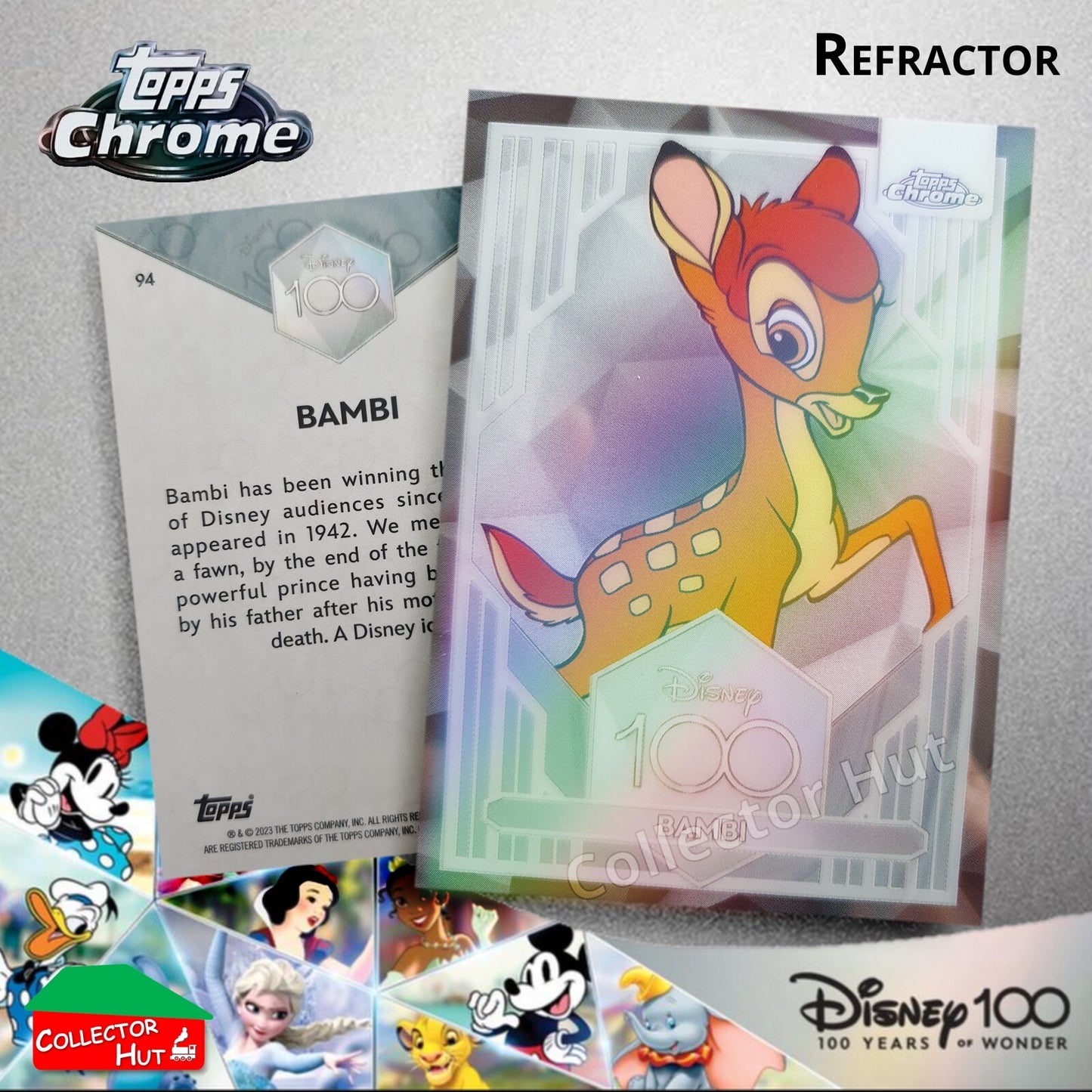 Disney 100 Topps Chrome 2023 REFRACTOR Cards 1-100 Pick Singles