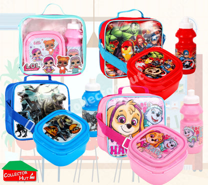 Boys Girls Kids Childrens School Lunch Sets Junior Novelty Character Bag