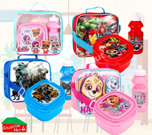 Boys Girls Kids Childrens School Lunch Sets Junior Novelty Character Bag