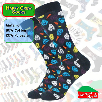 Happy Crew Socks Novelty Breathable Anti-Odour Men's Unisex UK 9-11 EU 43-46