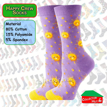 Happy Crew Socks Novelty Breathable Anti-Odour Men's Unisex UK 6-8.5 EU 39-42