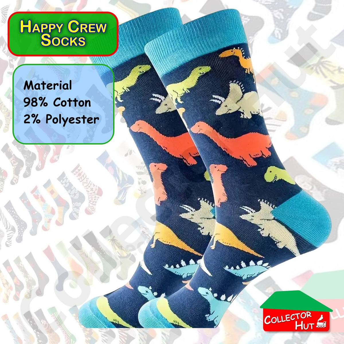 Happy Crew Socks Novelty Breathable Anti-Odour Men's Unisex UK 6-8.5 EU 39-42