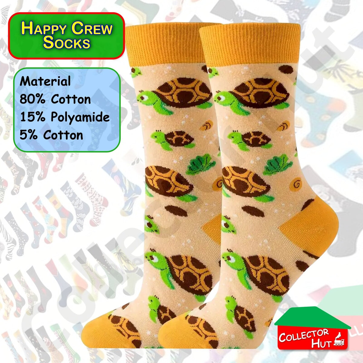 Happy Crew Socks Novelty Breathable Anti-Odour Men's Unisex UK 6-8.5 EU 39-42