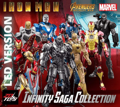 Iron Man Action Figures 1:10 Scale ZD Toys Wave 3 LED Marvel Avengers Infinity S