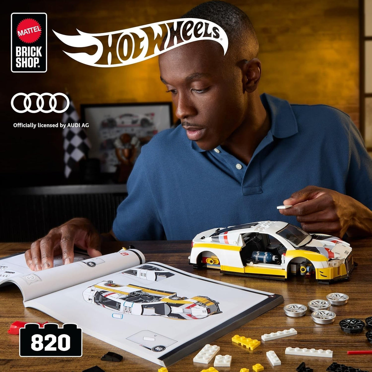 Mattel Brick Shop Hot Wheels ELITE '15 Audi R8 LMS 1:16 Scale Model Kit
