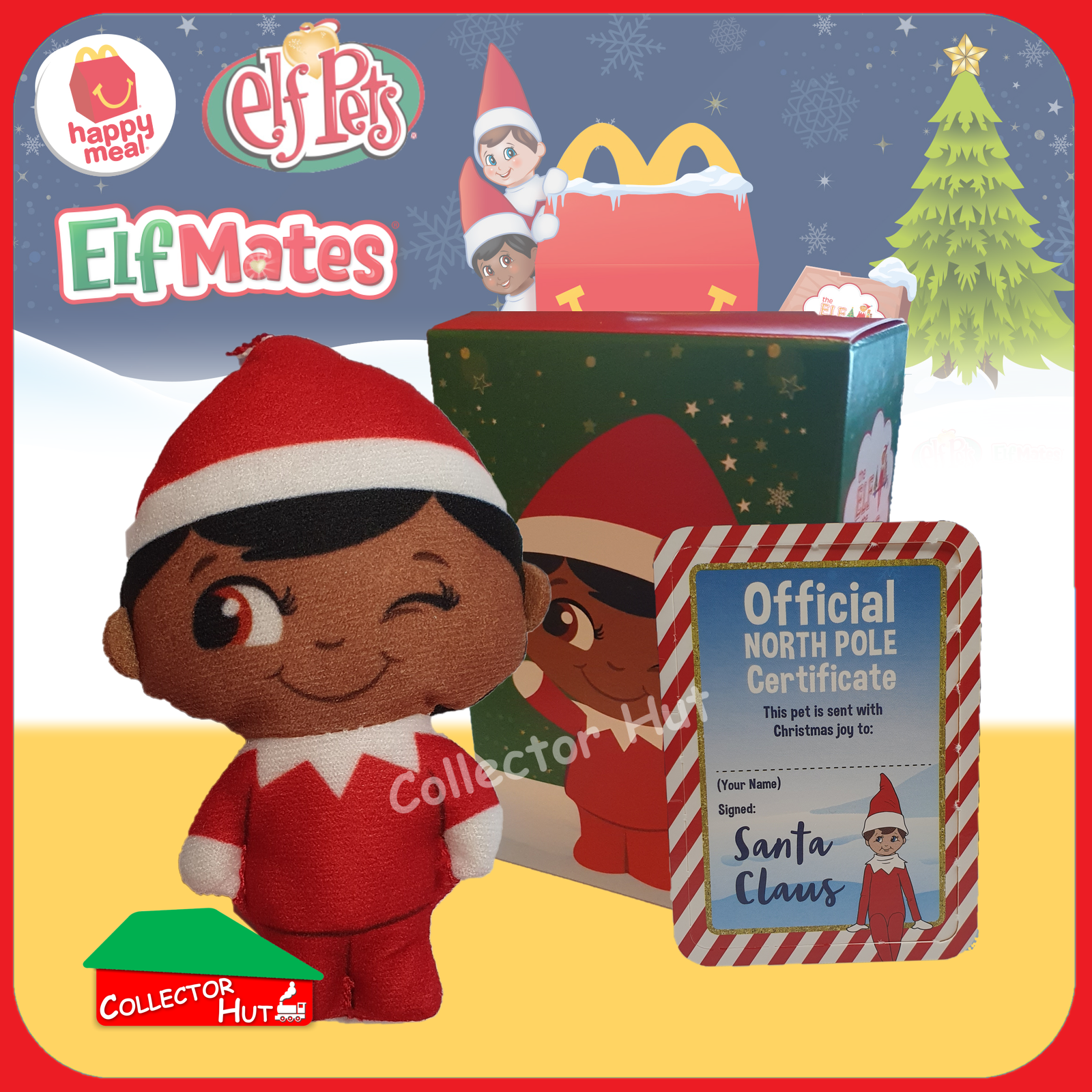 McDonald's Happy Meal 2022 Christmas Elf on the Shelf Plush Toys