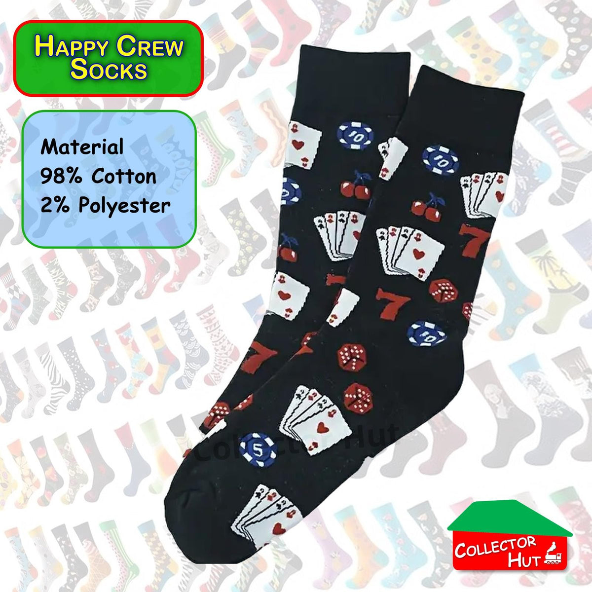 Happy Crew Socks Novelty Breathable Anti-Odour Men's Unisex UK 9-11 EU 43-46