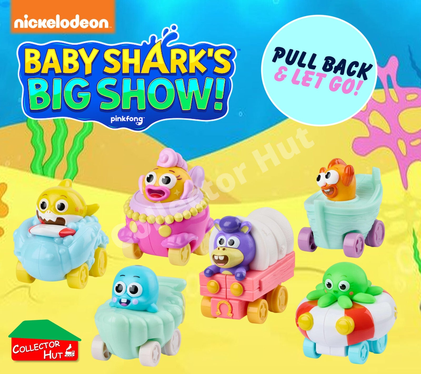 Baby Shark Pull-Back Sea Vehicle Toys Gneuine Nickelodeon Collection