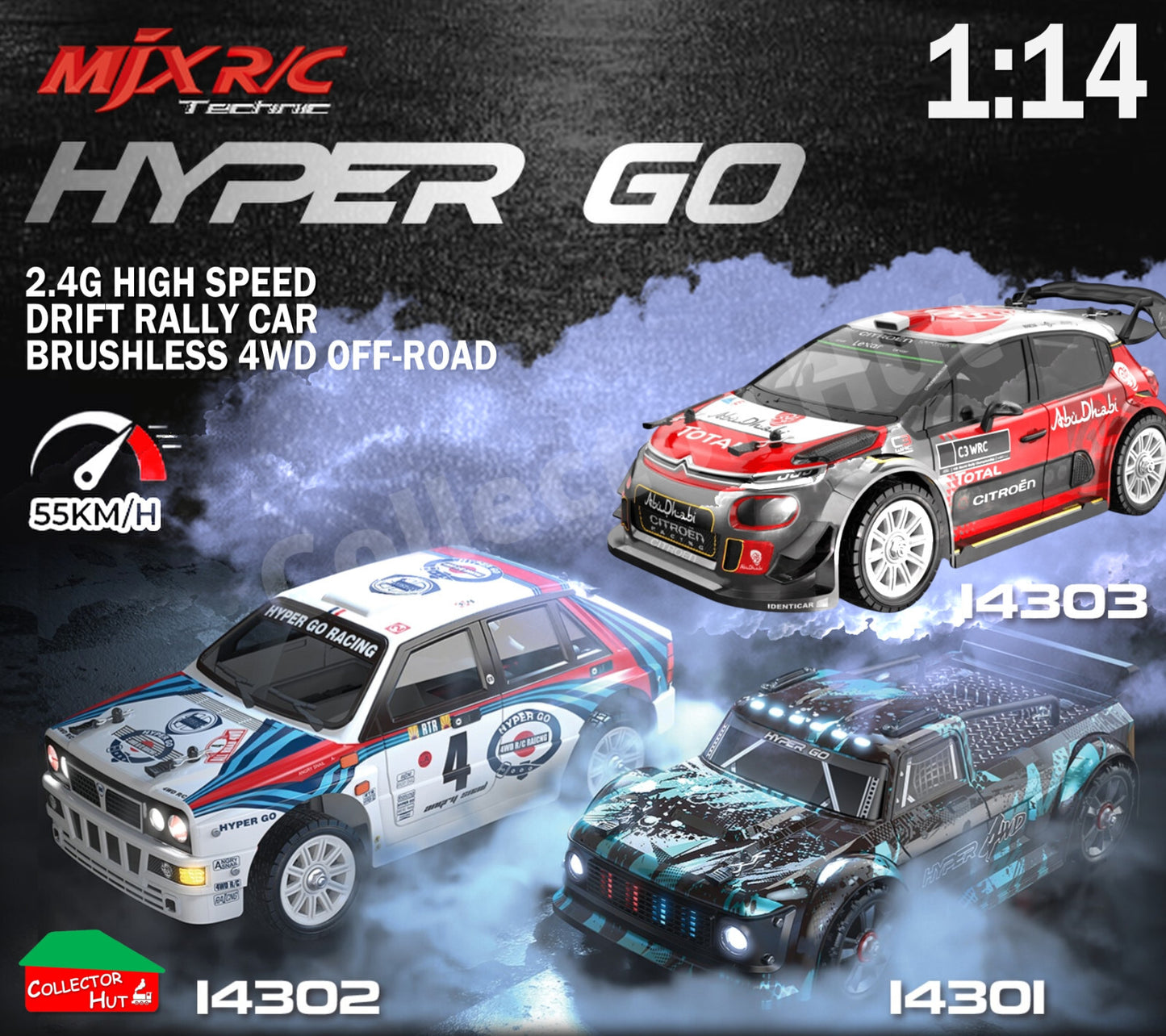 MJX Hyper Go 1:14 4WD Rally Car Drift Series 14301 Citroen 14302 Lancia 14303