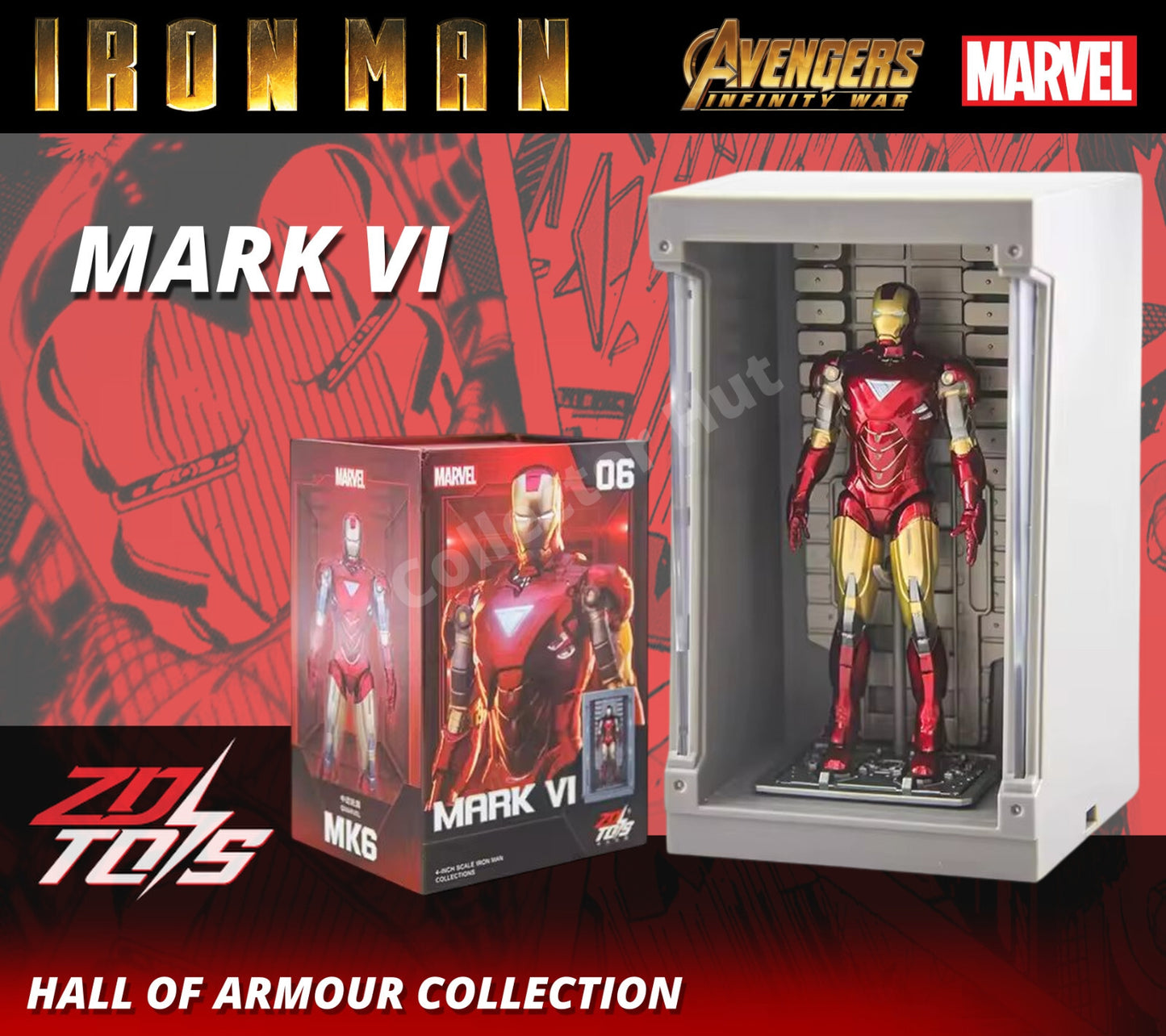Iron Man Marvel Action Figures 1:20 Scale Hall of Armour Series MK 1-7 ZD Toys