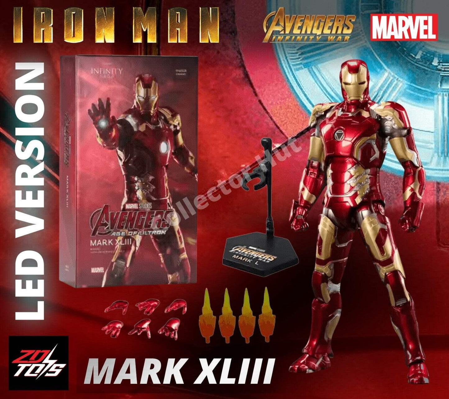 Iron Man Action Figures 1:10 Scale ZD Toys Wave 3 LED Marvel Avengers Infinity S
