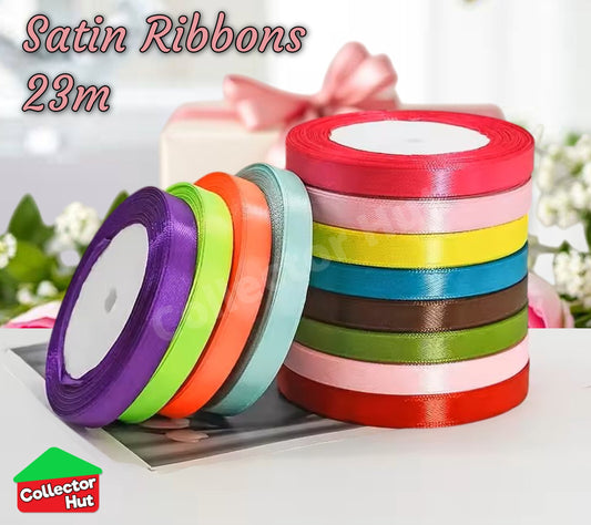 Satin Ribbon Roll Double Sided 23m Various Colours Sizes 10mm 15mm Widths