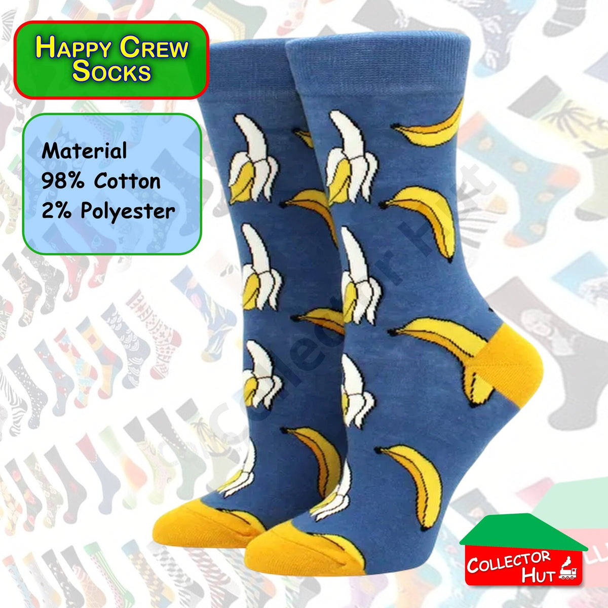 Happy Crew Socks Novelty Breathable Anti-Odour Men's Unisex UK 6-8.5 EU 39-42